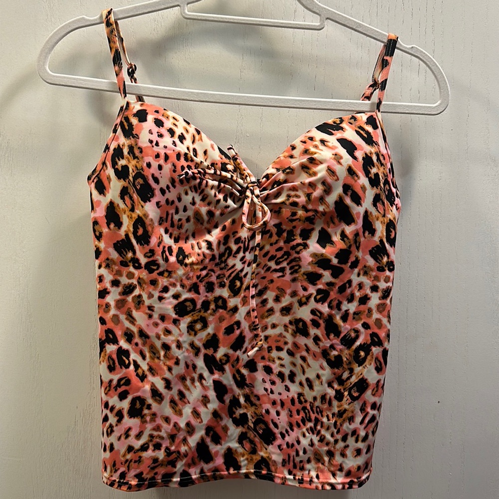 Victoria's Secret Pink black Leopard Tankini Swim Top size 36B